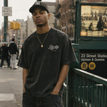 Load image into Gallery viewer, New York Raised Me Vintage Black Graphic Tee

